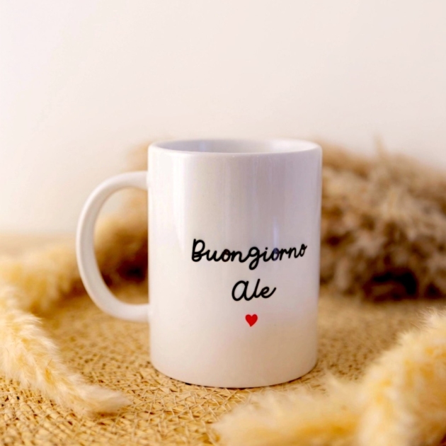 Tazza bianca "Buongiorno" personalizzabile